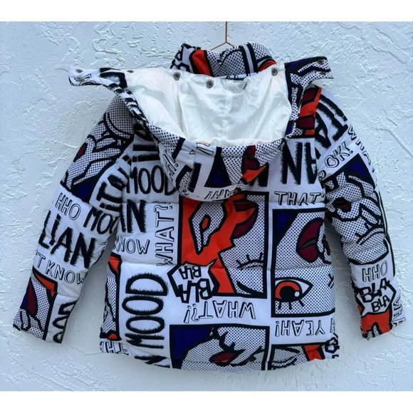United Color of Benetton Kids Puffer Hoodie Graphic Jacket Sz XL Age 10/11 - Picture 2 of 12